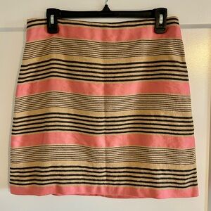 LOFT Pink, Tan & Black Striped Mini Skirt